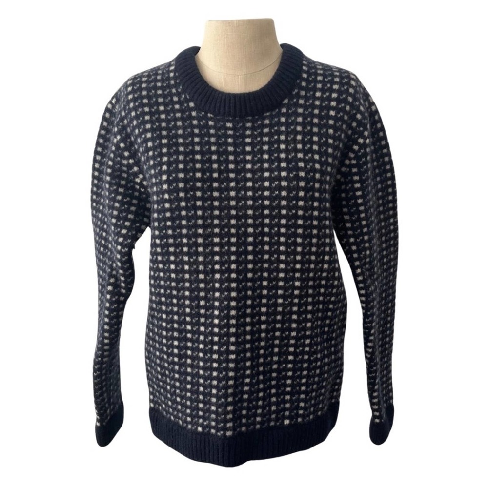Gant Rugger Norway Vintage Navy & Blue 100% Lamb Wool Sweater Size M
